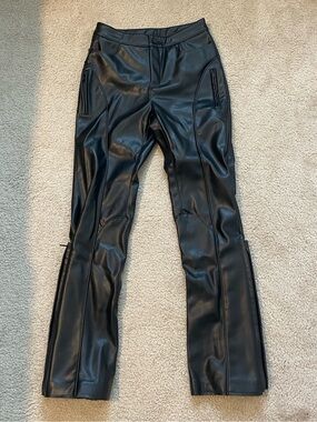 Khy Black Faux Leather Boot-Cut Pants